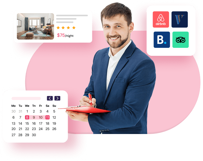 Property manager with booking apps and calendar widgets